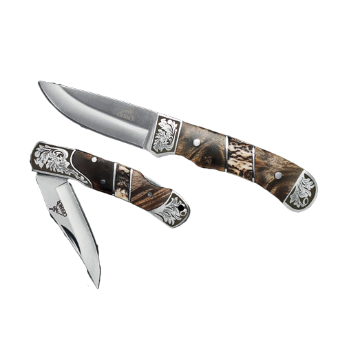 Gerber 31000440 Limited Edition Stag / BurlWood 2 Knife Set In Gift Tin