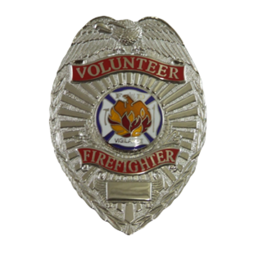 Premier 1505 Volunteer Firefighter Badge Silver with Maltese Cross